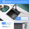 ROVATE 18x18 inch Drop in Kitchen Sink Black Nano Kitchen Bar Sink Top-mount Small Overmount Handmade 304 Stainless Steel Bar 5
