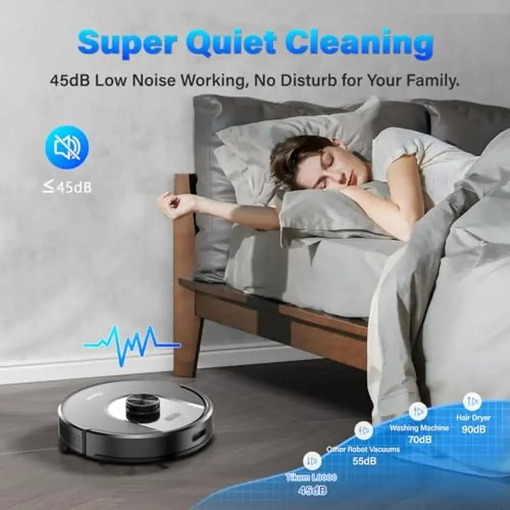 Smart Robot Vacuum Mop Self-Empty Base Mapping 60-Day Capacity Pets Hair Cleaner Carpet Hard Floors Technology Virtual Walls 5