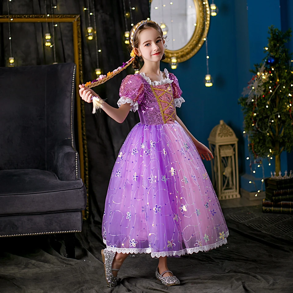 Bambini ragazza Rapunzel vestito bambini aggrovigliato travestimento  carnevale ragazza principessa Costume festa di compleanno abito vestito  vestiti 2-10 anni - AliExpress