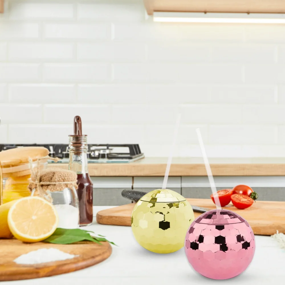 

Unique Disco Ball Cups Flash Cocktail Cup With Straw Nightclub Bar Party Flashlight Straw Wine Glass Drinking Syrup Tea Bottle
