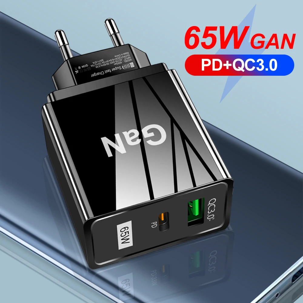 GTWIN GaN Chargers 65W Quick Charge Korea Plug PD USB C Type C Fast USB
