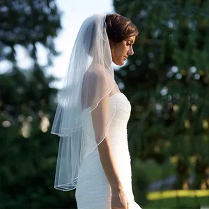 Image for Two Layer Veil Comb Wedding Solid Color Soft Tulle 