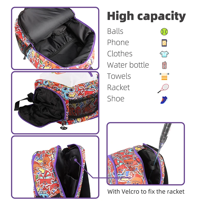 2022 New X-ACE Tennis Bag Children Large Capacity Sports Badminton Tennis Kids Backpack with Shoe Compartment