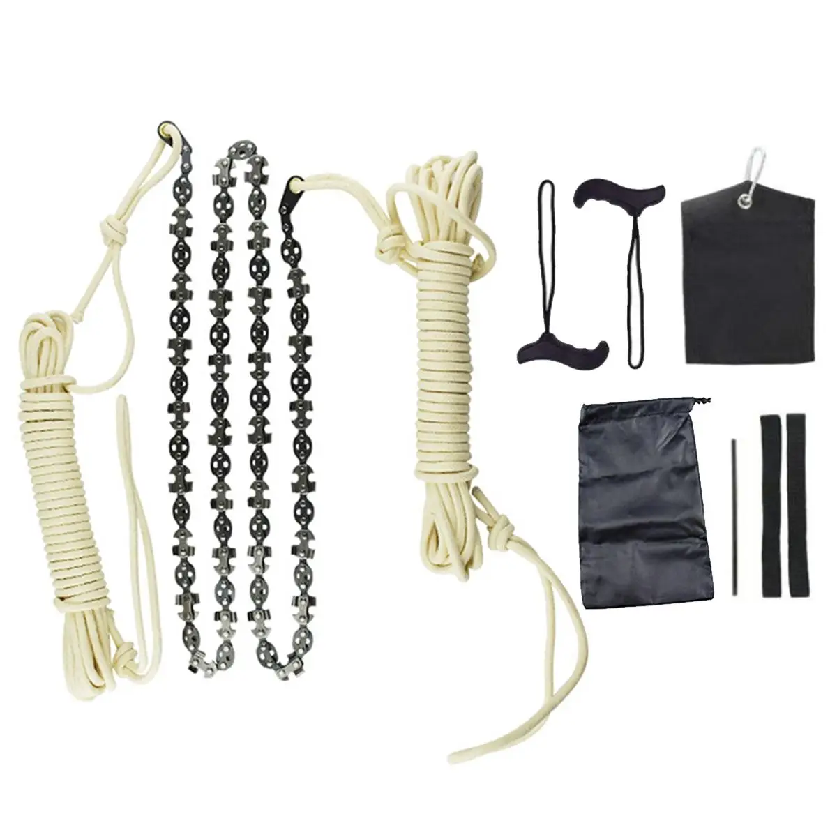 

48 Inch Saw High Reach Rope Chain Tool Kit 62 Blades 63 Sections Cutter on Both Sides Wood Cutting Woodworking Camping Tool