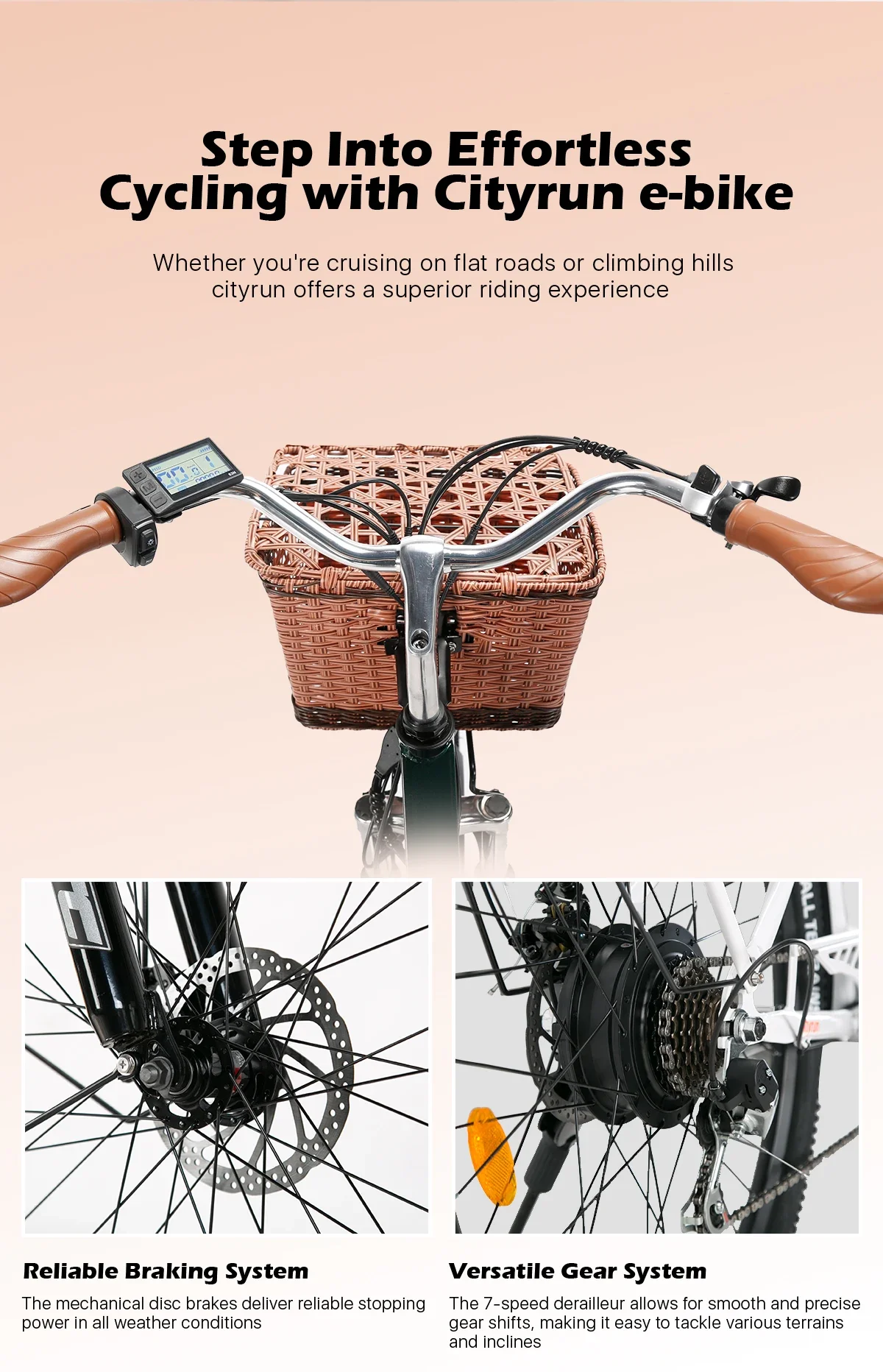 CYSUM Cityrun-26 Elektrofahrrad 250W Motor Mädchenmodell Elektrofahrrad 36V 10Ah Batterie All-Terrain-Elektrofahrrad – Detail 5