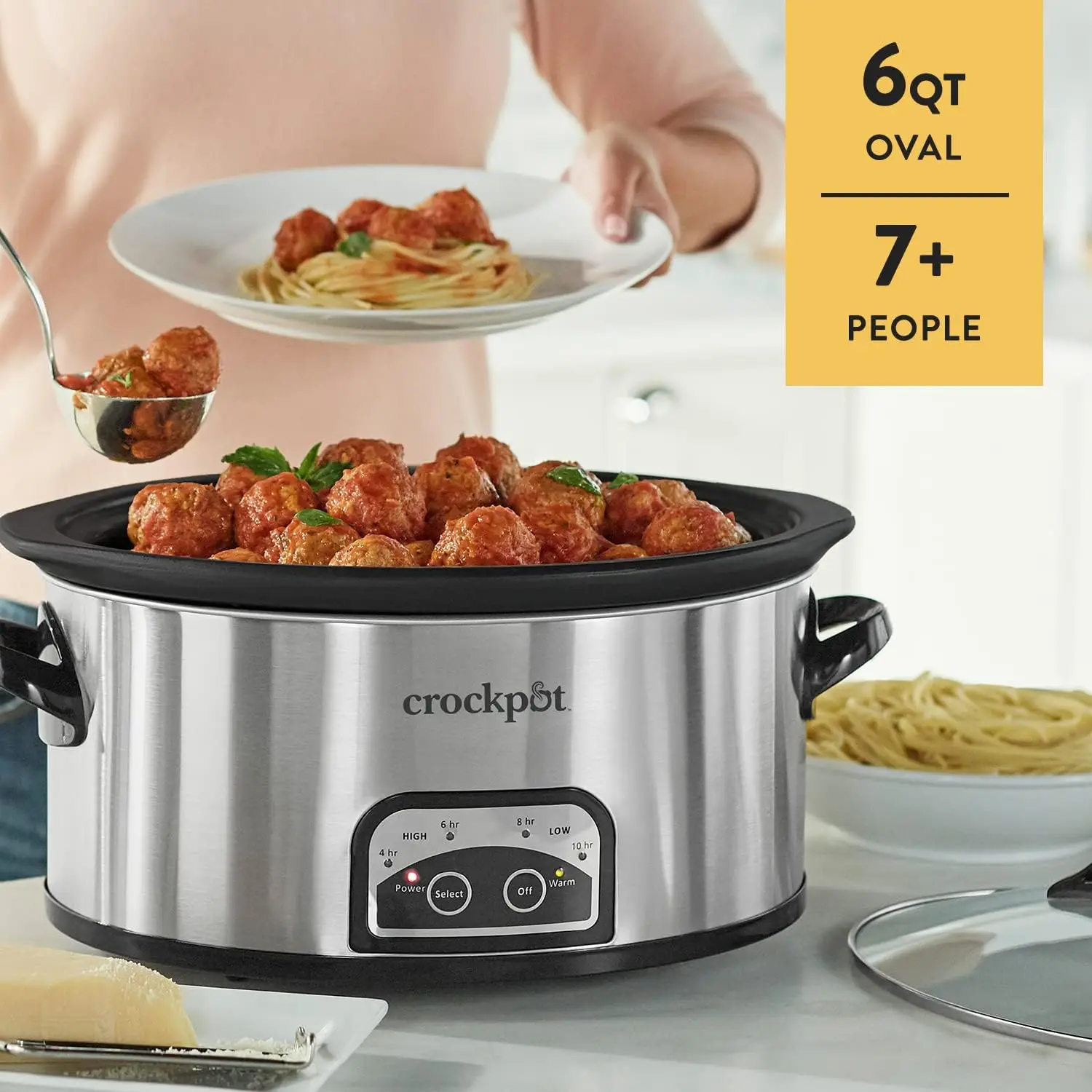 Crock-Pot 6 Quart Programmable Slow Cooker with Timer and Auto Food Warmer  Setting, Stainless Steel