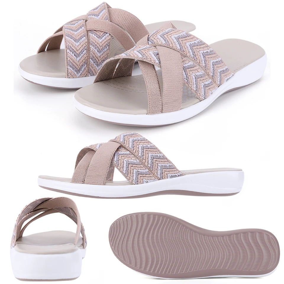 Women Comfortable Cross Strap Platform Slide Sandals