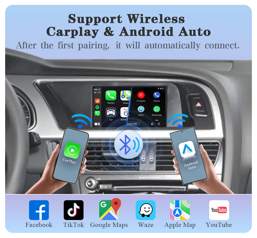 AUTOTOP Android Auto Smart Adapter für Audi A4/A5/S4/S5/Q5 MMI 2G/3G Wireless CarPlay AirPlay MirrorLink Bluetooth GPS Wifi – Detail 2