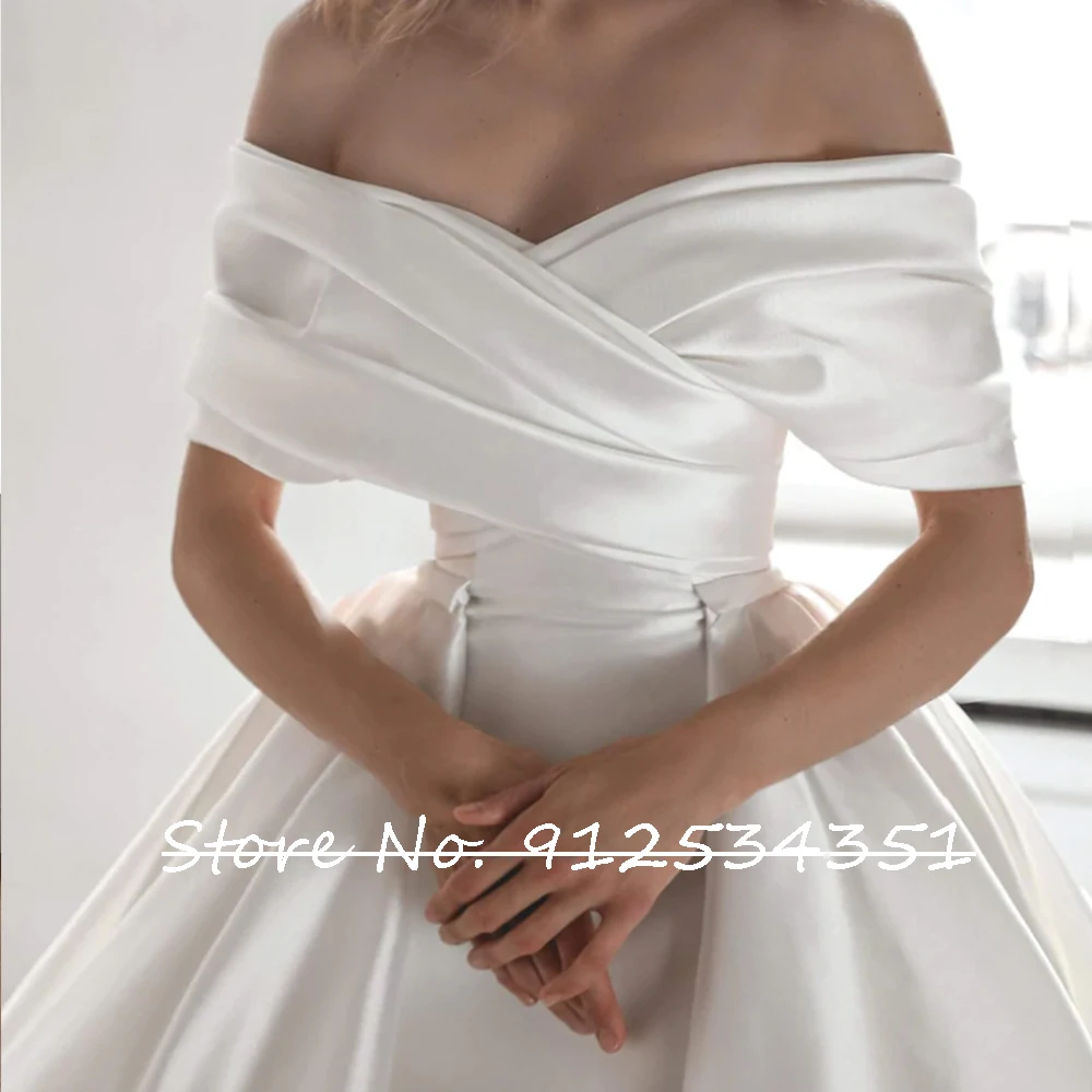 Vestidos De Novia Satin Mermaid Wedding Dresses with Detachable Train Classic Robes De Mariage Off the Shoulder Simple Trouwjurk 6