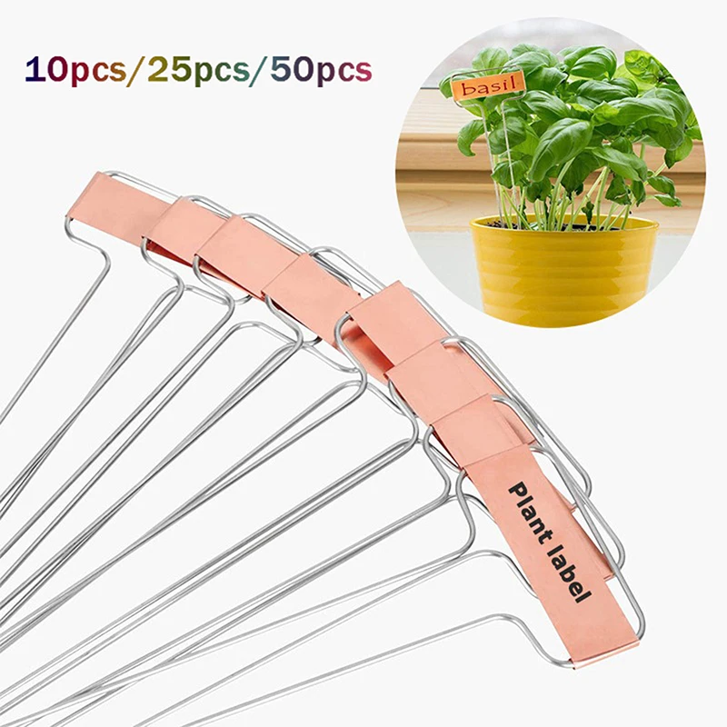 Garden labels flower plant labels plant markers 10/25/50x metal plant label stakes 6/8/10inch copper plant tags inserts sign weatherproof marking gardening flowers herbs marker