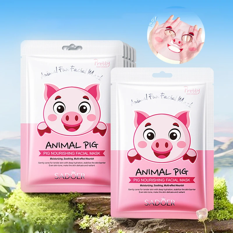 5pcs SADOER Cartoon Facial Masks Moisturizing Anti Wrinkles Anti-Aging Whitening Face Mask Sheets Masks Skin Care Products