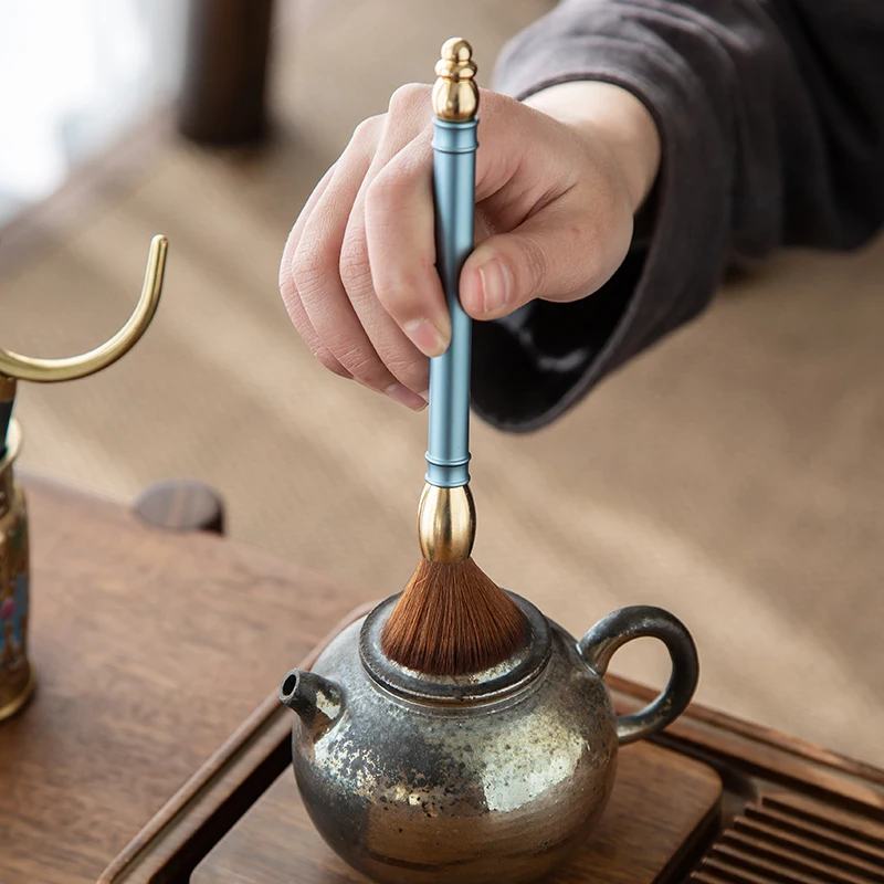 Enamel Color Tea Ceremony Six Gentlemen Household Brass Antique Tea Knife Spoon Clip Kung Fu Accessories