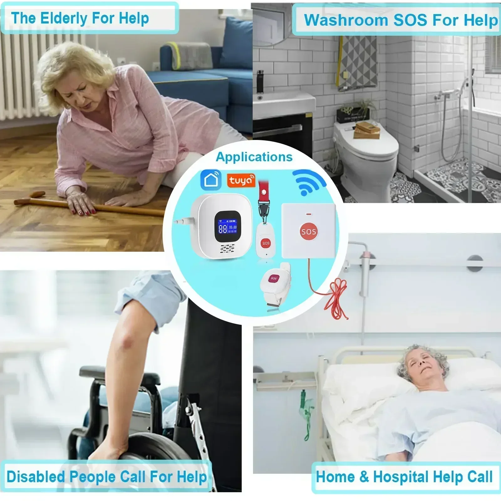 Bouton SOS WiFi Topvico Tuya pour les personnes âgées, alarme d'urgence, alerte de chute, bracelet bouton panique pour seniors 3