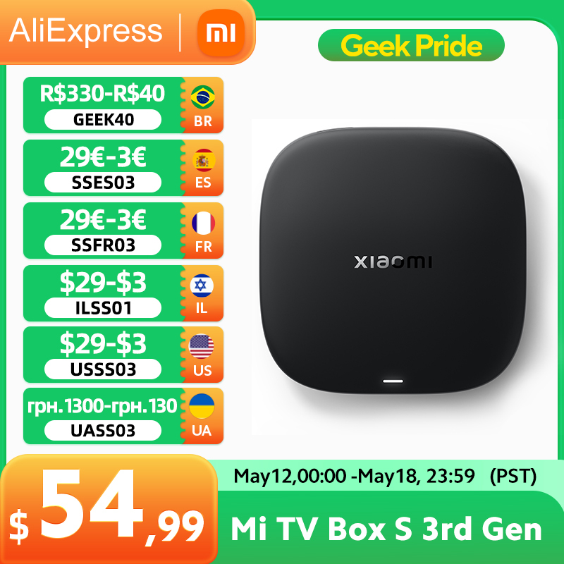 Global Version Xiaomi TV Box S 3rd Gen 4K Ultra HD Bluetooth 5.2 Wifi6 2GB+32GBROM Google TV Google Assistant Smart Media Player