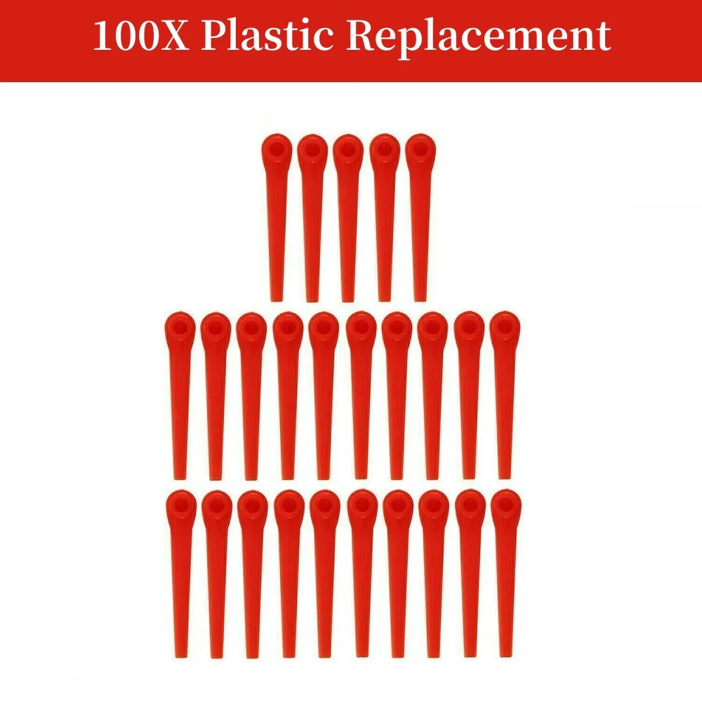 

100X Plastic Replacement For Gardena Grass Trimmer EasyCut Li-18/23R Plastic Trimmer Blades For Gardena Grass Trimmer 9823 9825