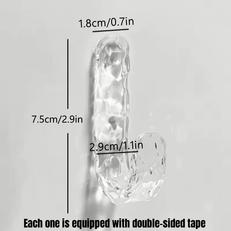4/8/12Pcs Acrylic Diamond Wall Hook Tranparent Waterproof Adhesive Hooks For Hanging Towels Coats Home Bathroom Organizer