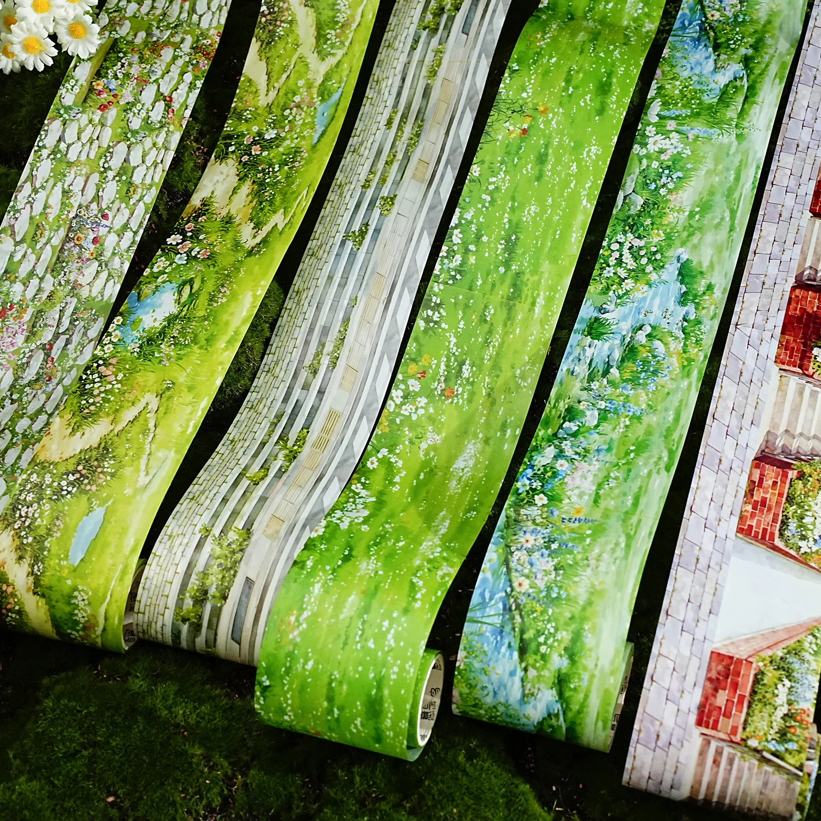 1pcs DIY 장 접착제 일본식 녹지 그늘 속에서 여유롭게 걷는 모습 와시 테이프 마스킹 스티커