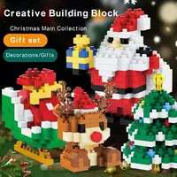 Christmas Gifts Micro Building Block Series Santa Claus Reindeer Puzzle Assembling Bricks Table Decoration Toys Children Kids 1