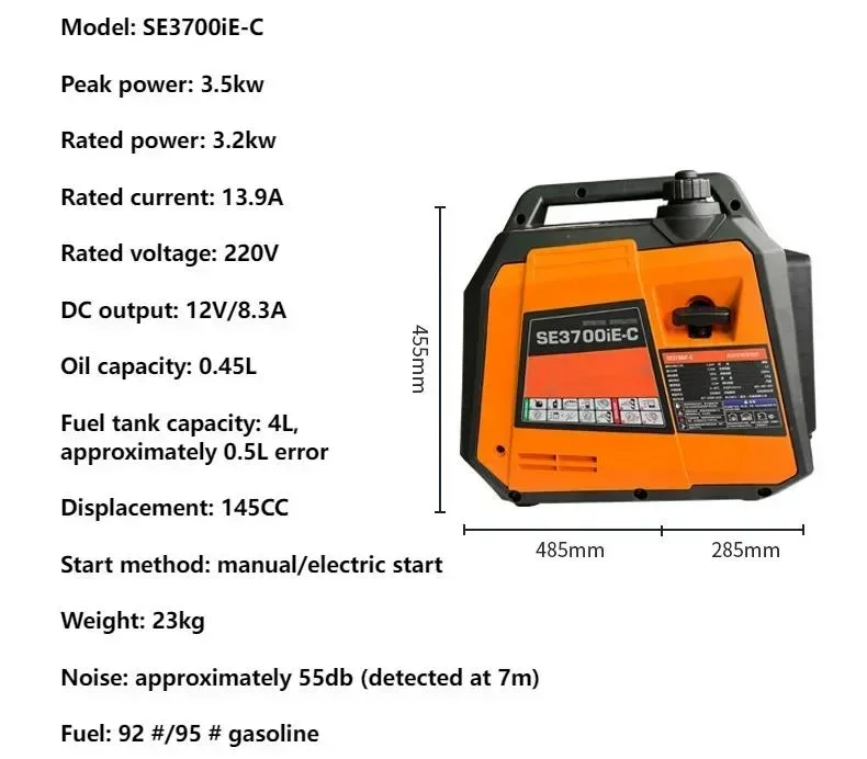 220V 3.2KW 142CC Gasoline Generatorvariable Frequency Portable Household Silent RV Outdoor Camping Charging