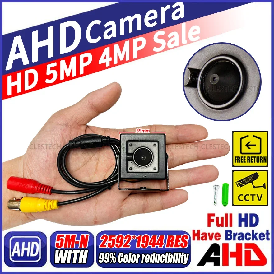 3.7mm Cone Lens HD CCTV AHD Mini Camera 5MP 4MP 1080P XVI 4in1 Metal Super Little ALL FULL Digital Micro Security With Bracket super small cctv mini ahd camera hd 5mp 4mp 1080p 2 0mp sony imx326 metal little cam hd full digital micro security with bracket