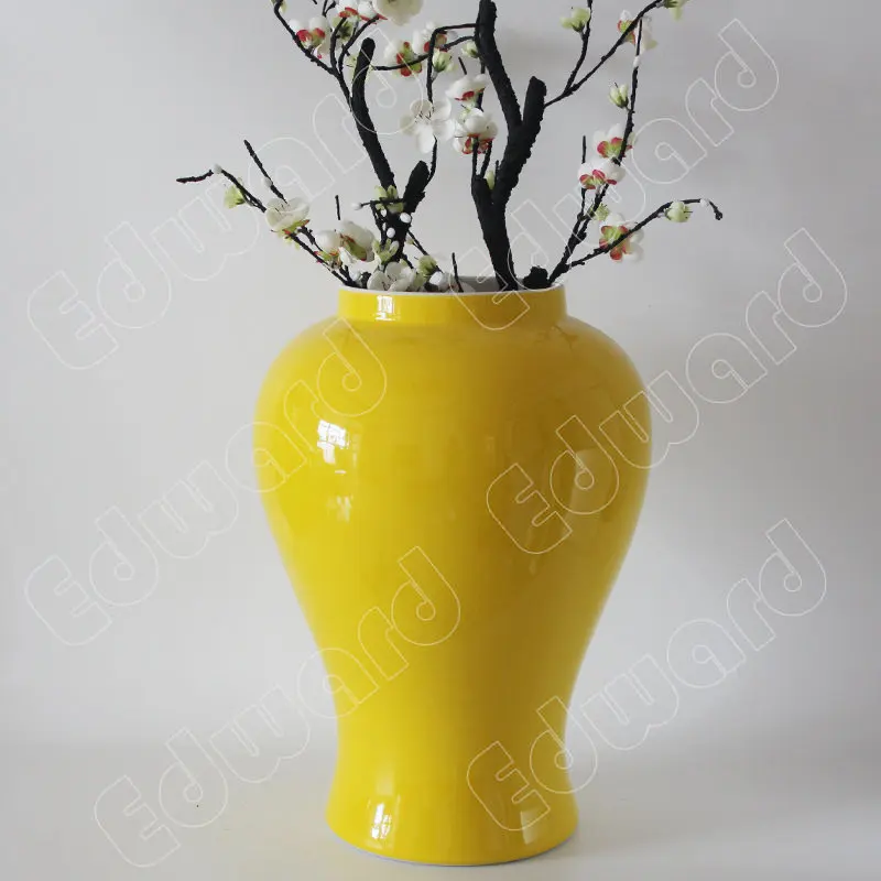 

Керамическая ваза в скандинавском стиле, домашнее простое желтое керамическое украшение для банок, гостиной, цветочные вазы для шкафа, креативные однотонные