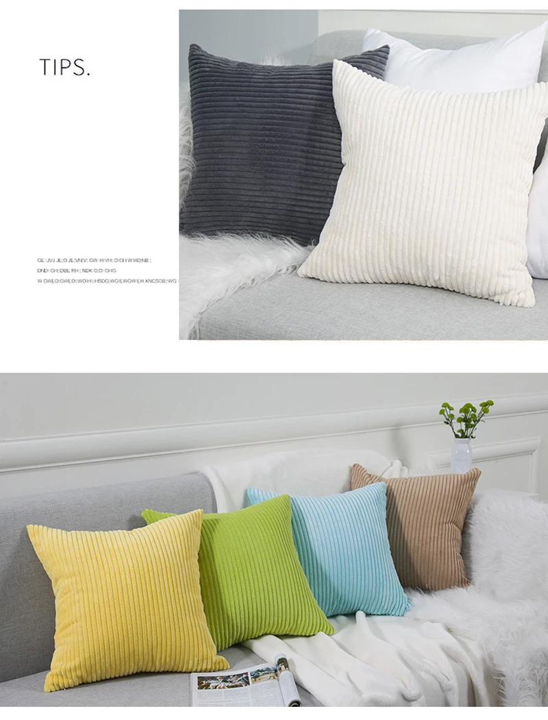 Corduroy Striped Cushion Cover Overall View