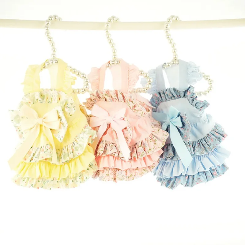Dress for Pets Teddy Summer Little Fragmented Flower Lolita Princesss Dog Clothes