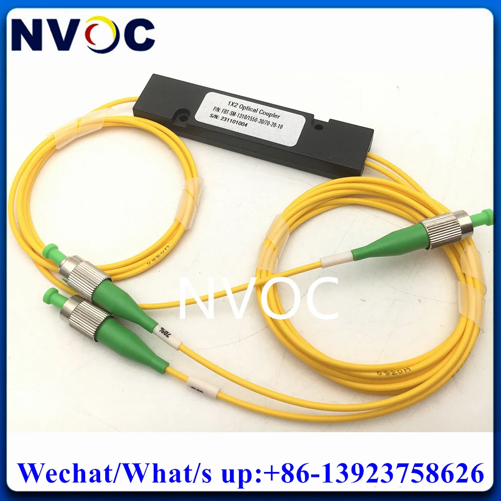2 Pezzi 30/70 1X2 Fbt1310/1550Nm Sc/Fc/St/Lcapc Connettore Accoppiatore Splitter Plc A 2 Vie In Fibra Ottica, Sm,Dw,2.0/3.0Mm,1M, Scatola Abs 90*20*10