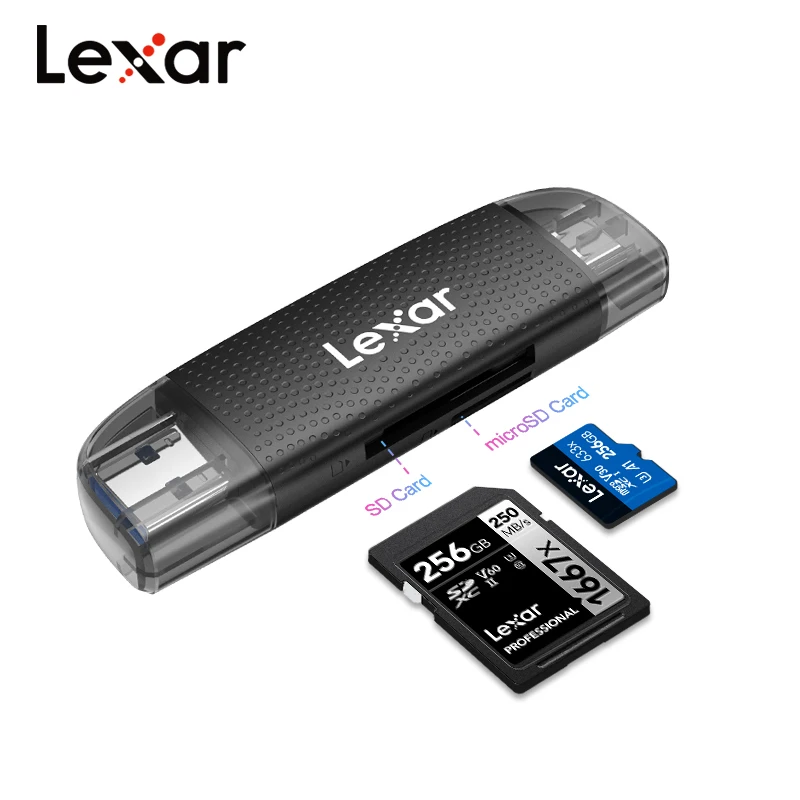 Lexar USB A Lezer Met Dubbele Sleuf, 3.2 Gen 1 Tot 104 MB/s, Voor SD Microsd Sdhc Sdxc Camerakaartlezer Otg Microsd Kaartlezer Pc Laptop Tablet Lrw300u Bnbng 3075943367