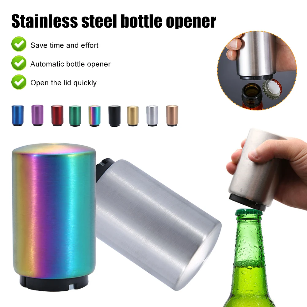 Automatic Beer Bottle Opener Press Type Opener Magnet Push Down Beer Can Corkscrew Tools Kitchen Bar Accessories Can Opener Bottle Opener Kitchen Tools