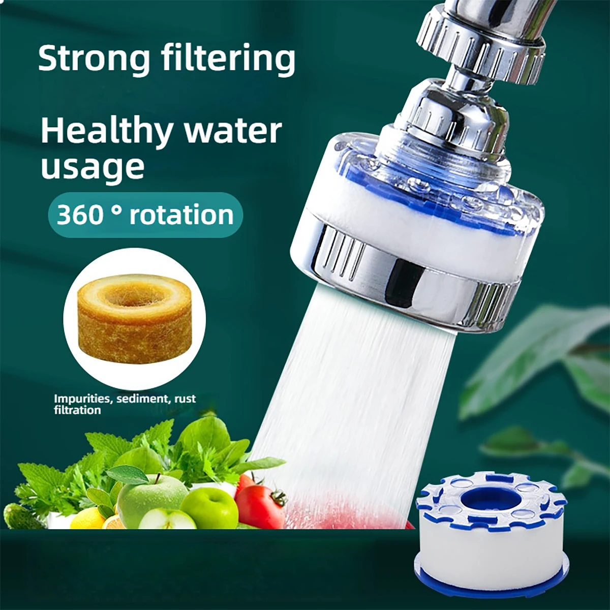Universal Splash Proof Faucet Filter - removes rust/deposits, retains minerals, easy to install Healthy Wash Water