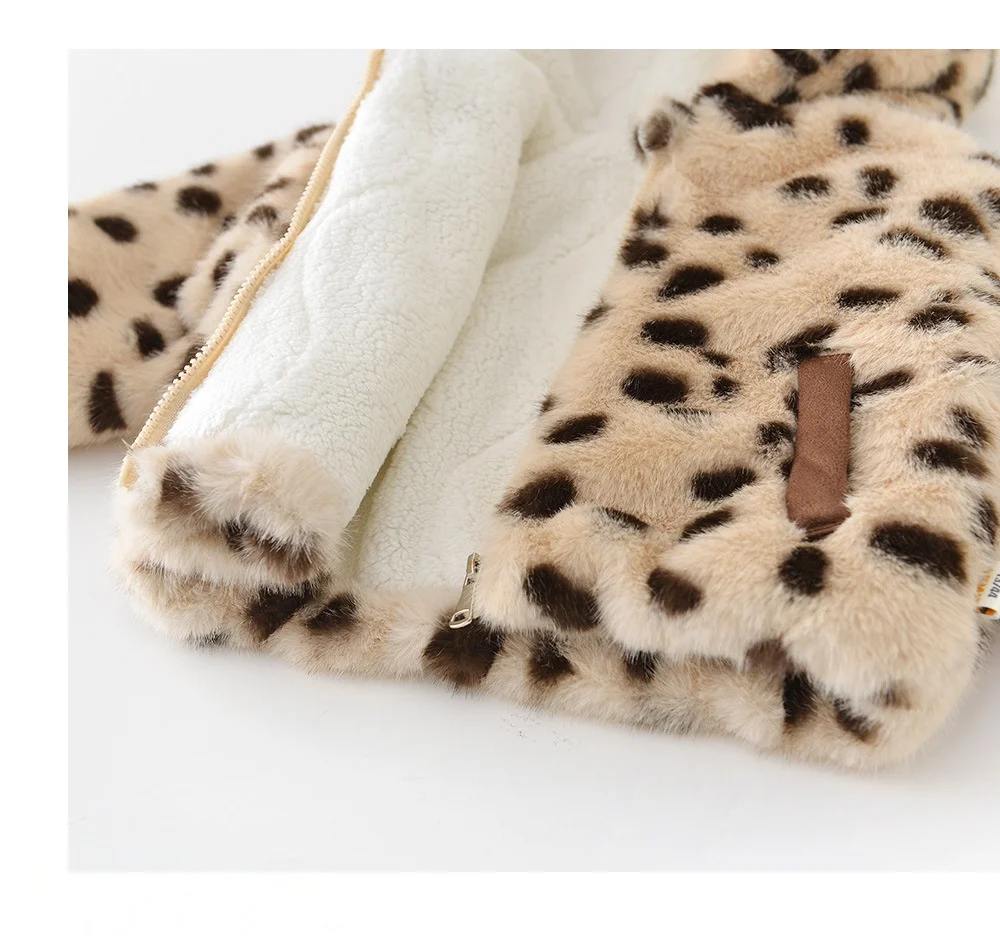 Winter Baby Mädchen Kleidung Leopardenmuster Kapuzenmantel Warme Fleece Gefütterte Jacke für 6M-3Y Kinder – Detail 10
