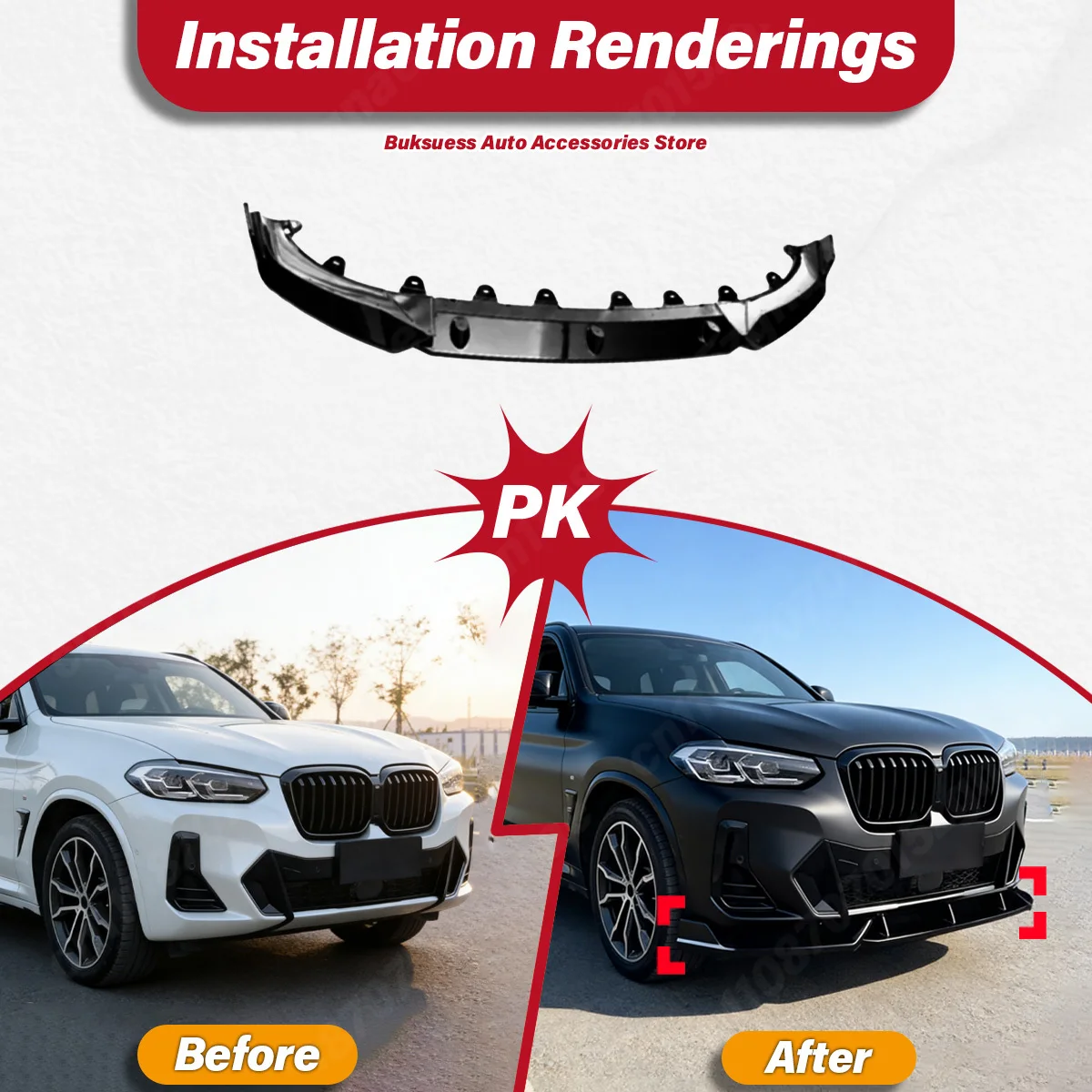 BMW X3 G01 X4 G02 M 스포츠 페이스리프트 2021 2022 2023 2024 차량 전면 범퍼 레이싱 모델 스포일러 스플리터 바디 개조 키트