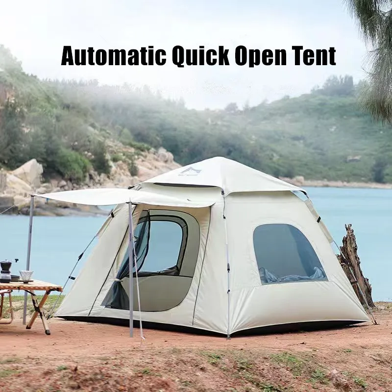 

3-4 Person Camping Tent Outdoor Automatic Quick Open Tent Rainfly Waterproof Picnic Tent Family Travel Park Instant Setup Tent