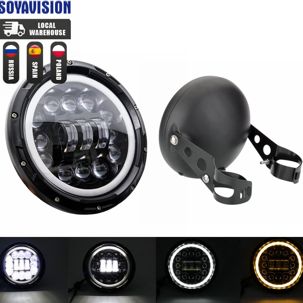 รูปสินค้า ไฟหน้า LED DRL 7 นิ้ว สำหรับรถจักรยานยนต์
