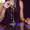 Péndulo de piedra Natural CSJA para adivinación Wicca Ojo de caballo cristal Reiki sol símbolo colgante cuarzo transparente colgante espiritual H560 1