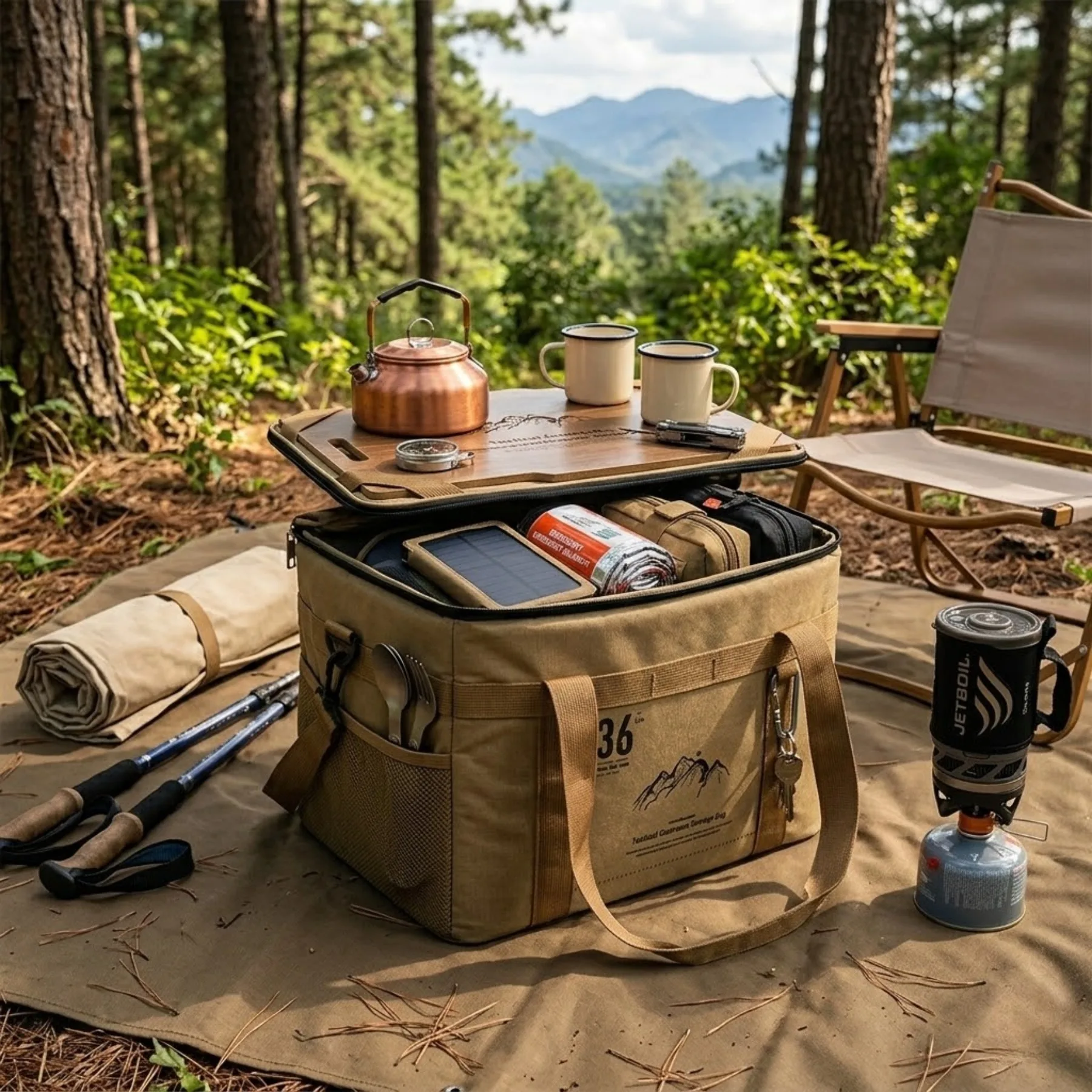 Durable Oxford Fabric Foldable Tool Bag with Spacious Storage and Side Pocket for Camping, Repair, and Construction Tools