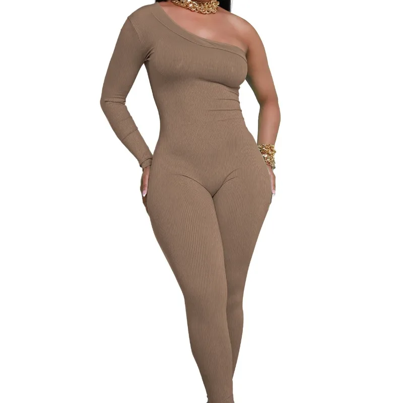 

Женский пуловер на весну и осень, однотонный комбинезон с длинным рукавом и воротником для лыж, Модный повседневный облегающий пикантный офисный костюм, женские брюки