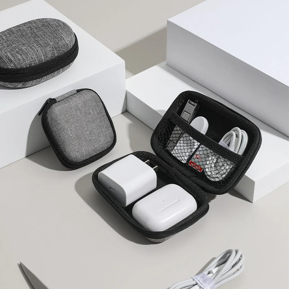 Luluhut Anti Press Hard Storage Box Zipper Carrying Bag For Ear Buds SD Card Earphone Wire Chargers and Usb Cable Organizer