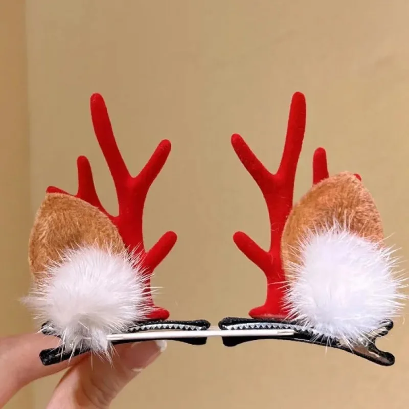 1 Pair of Christmas Antlers Hair Clip Pendants, Happy Girl Reindeer Hair  Accessories, Happy and  Interesting  New Year