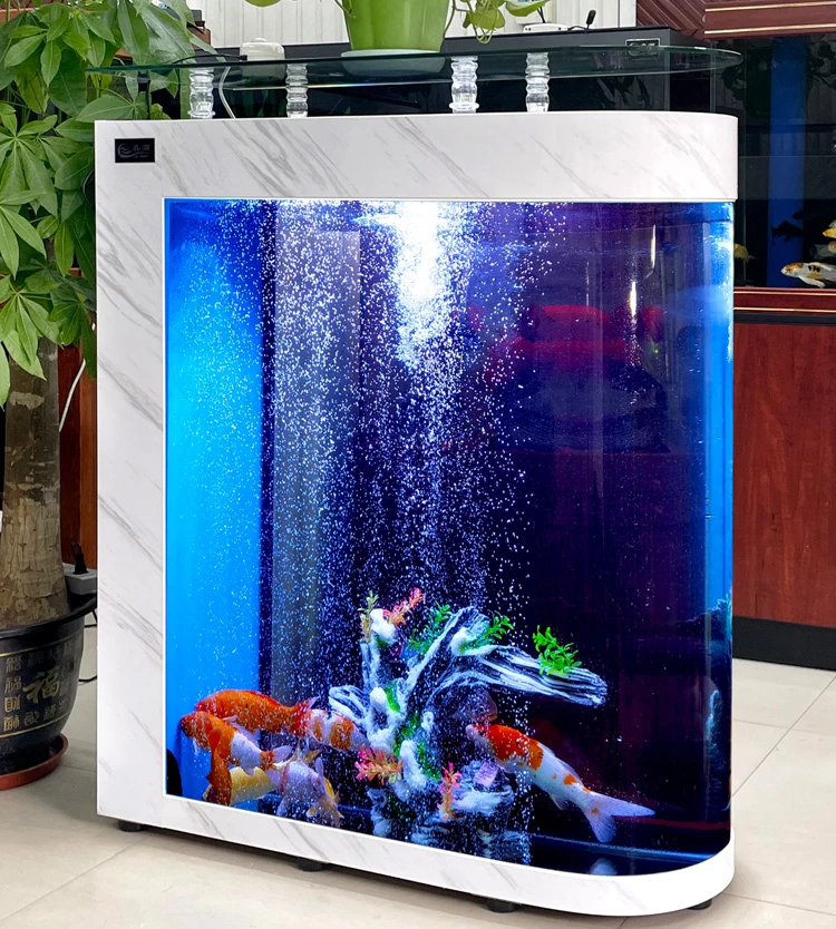 

Large fish tank with bullet head, floor to floor aquarium, no water change, partition screen, fish tank