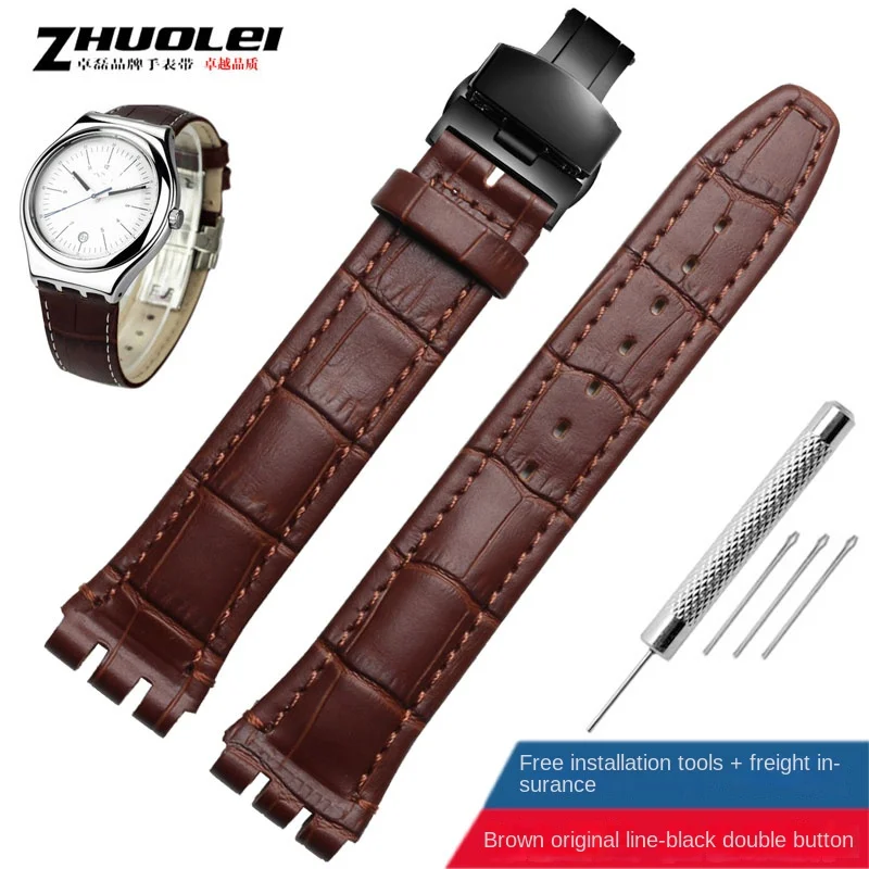 Genuine Leather Watch Strap with Steel Buckle in Multiple Colors