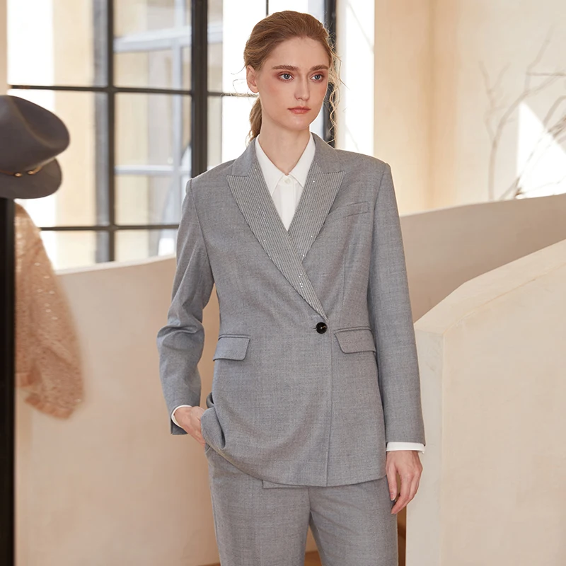 Women 97% Australian Wool Blazer Suits Office Wear Formal Clothes Business Luxuy Clothing