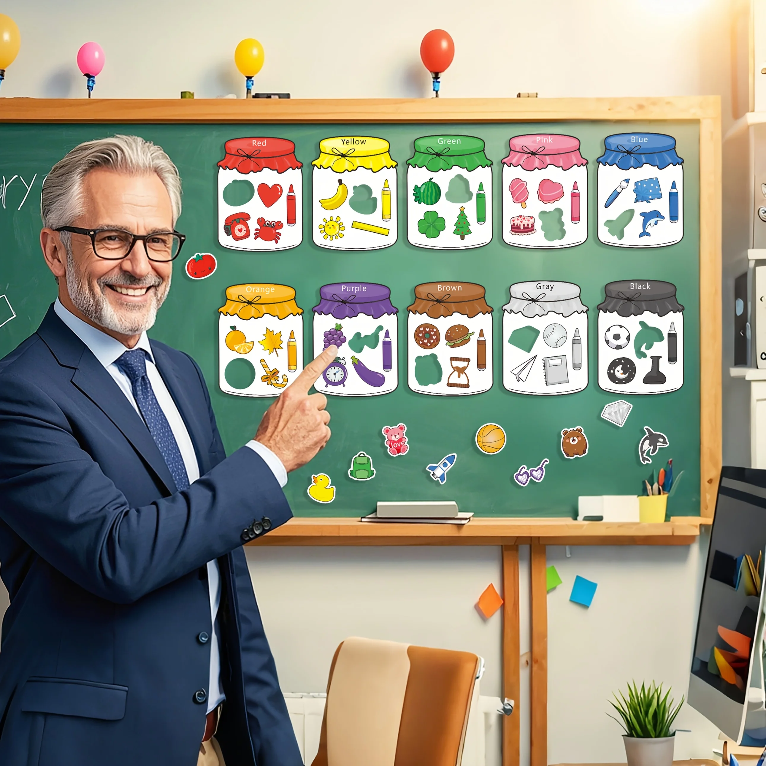 Magnetisches Sortierset mit Farberkennung, pädagogisches Magnet-Obstspielzeug für Babys, Kleinkinder, Kinder, Magnete für Kühlschrank, Whiteboard – Detail 3
