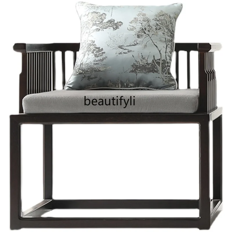 

Деревянное кресло zqSolid с круглой спинкой, стул для учебы из трех частей, современный китайский старинный гостиничный диван Zen