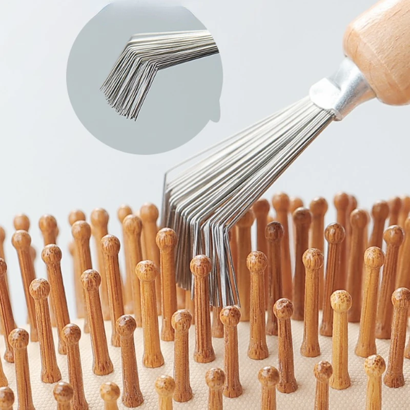 1PCS Wooden Comb Cleaner Delicate Cleaning Removable Hair Brush Comb Cleaner  Tool Handle Embeded Tool Broken