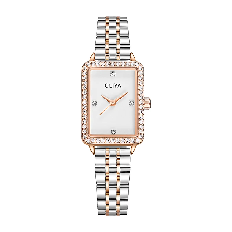 Orologio Con Diamanti Per Donna Relojes Para Dama Quadrante Quadrato Diamond Ladies Lucky Girl Watch Reloj De Acero Inoxidable Para Mujer
