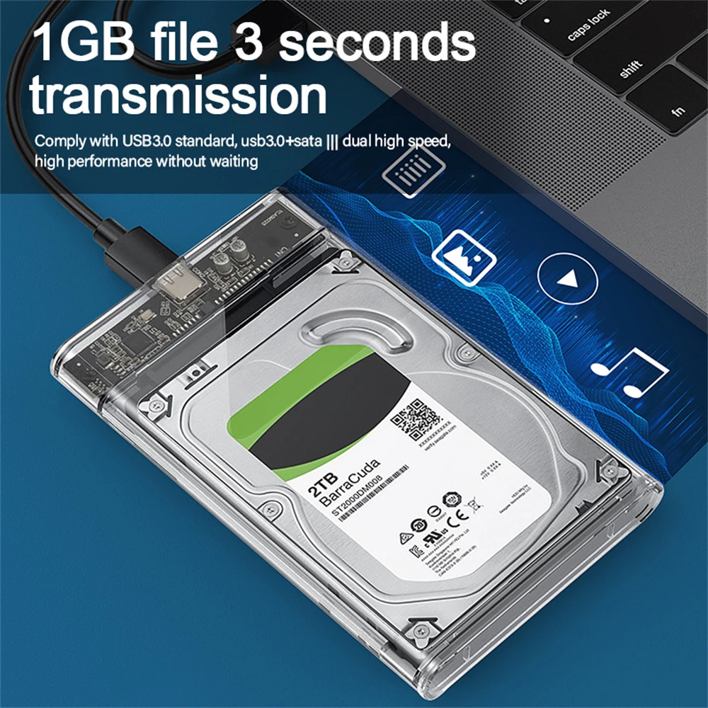 External Hard Drive Case USB 3.0/3.1 to SATA III 2.5 Inch HDD SSD Enclosure