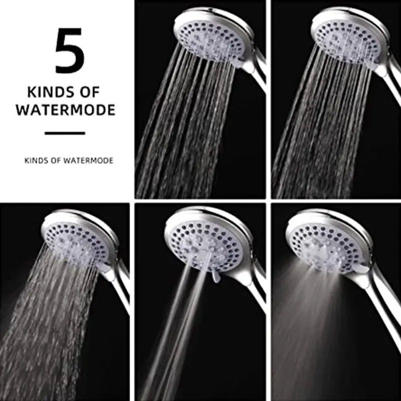 Shower Head Shower Nozzle Zhangji Bathroom 5-Mode Shower Head Large Panel Water-Saving Nozzle Classic Standard Design G1/2 Shower Accessories Random Color