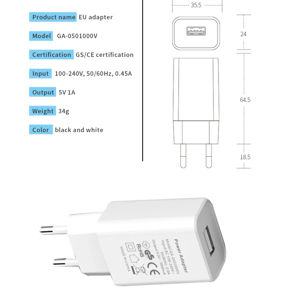 Universal Wall USB Charger Adapter with Multiple Plug Options - Efficient Power Supply for Phone and Electronic Device Charging